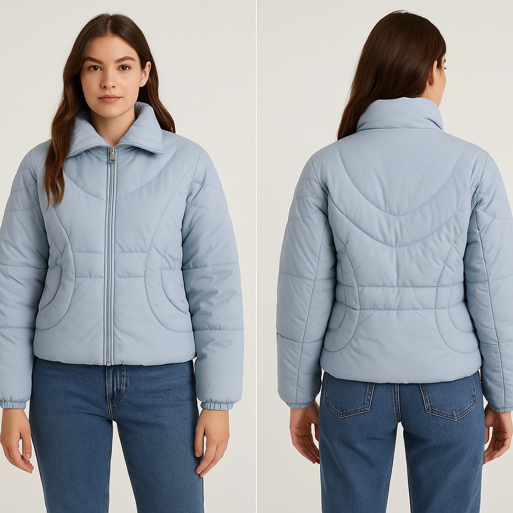 Nine West Vintage 90s Powder Blue Down Blend Puffer Jacket Sz. M‎